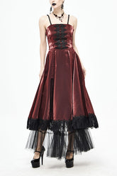 Robe Femme à Étage avec Haut de Tube Gothique Rouge